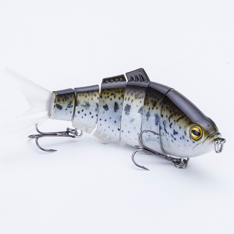 FISHING LURE 5.5INCH 6 JOINTED PLASTIC TAIL SWIM BAIT WITH 3D LURE EYES - YL28